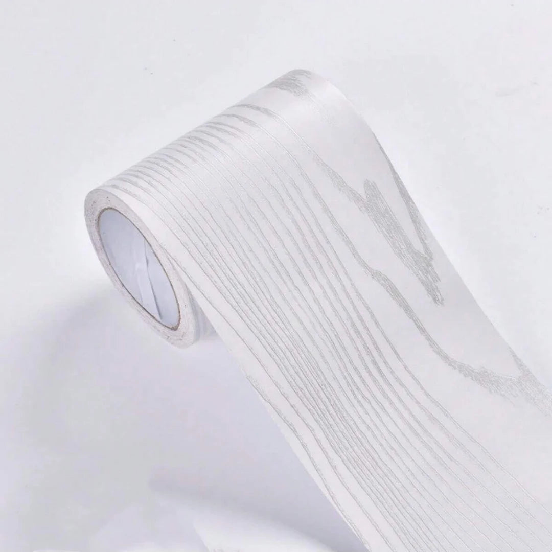 1PC 5mx10cm Adesivo da parete con linea di battiscopa in venature del legno addensato, decorazione autoadesiva per l'angolo della parete della camera da letto del soggiorno