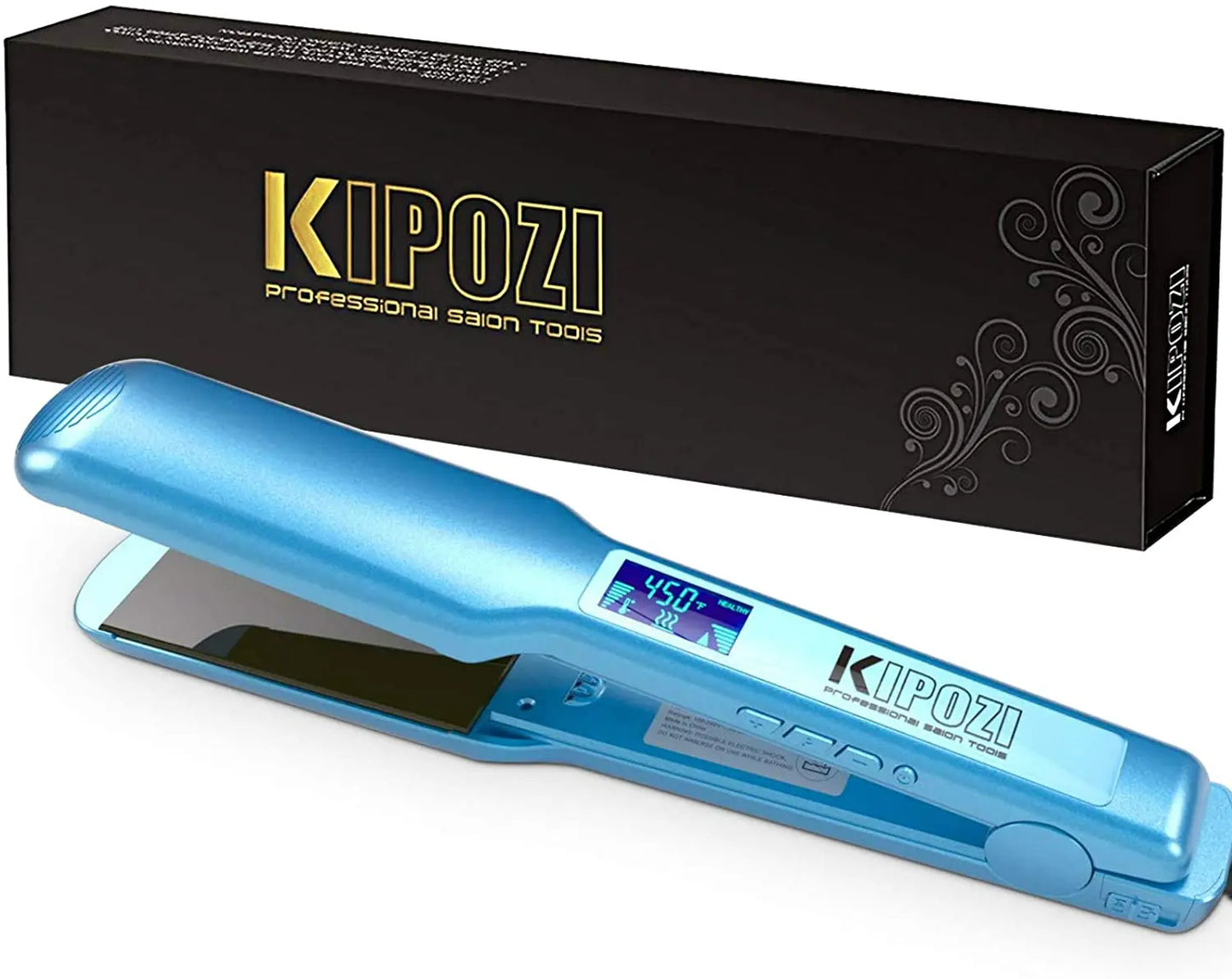 KIPOZI Piastra Capelli Professionale Titanio 230°C Display LCD Digitale Riscaldamento Veloce