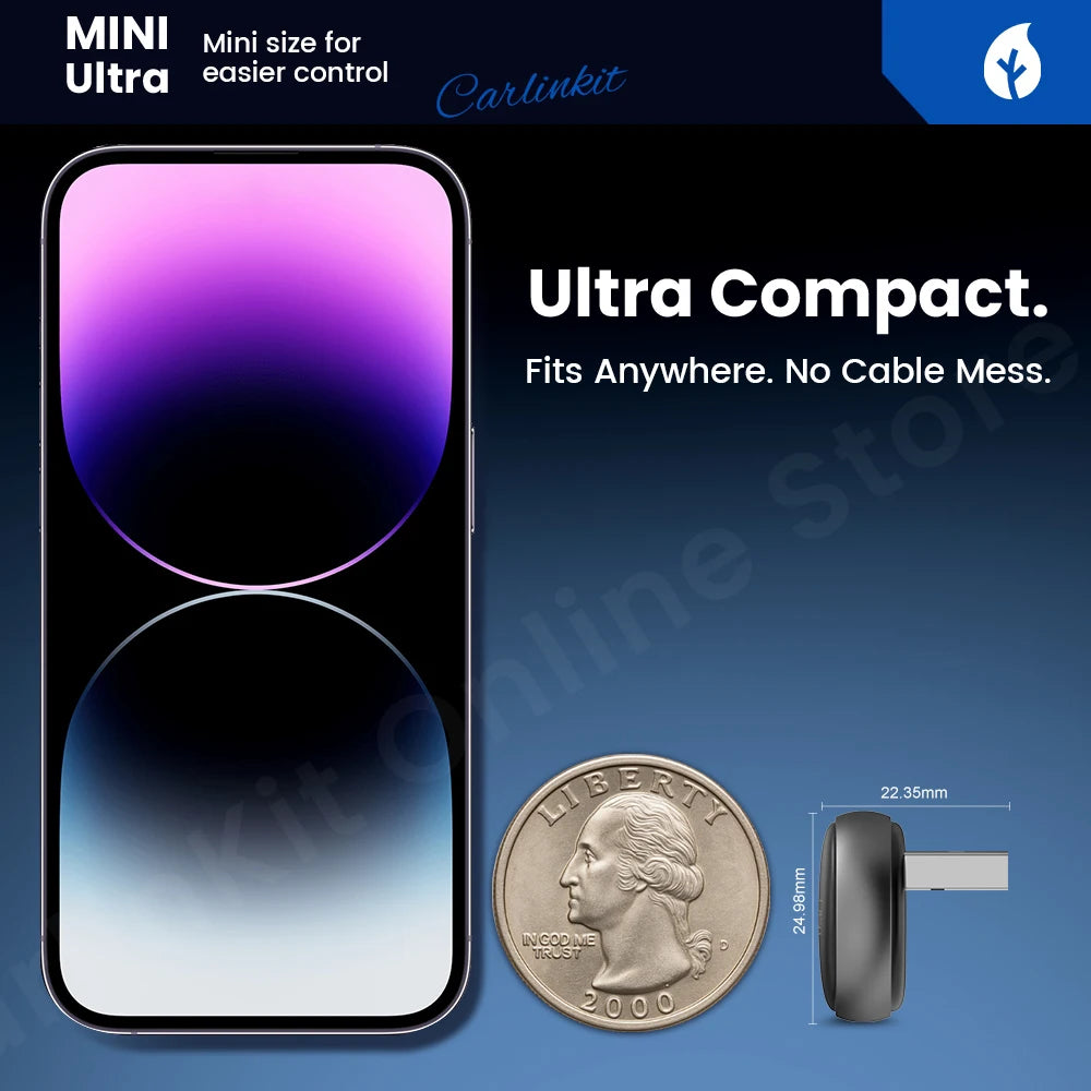 Carplay e Android Auto Wireless CarlinKit Mini Ultra 2025 - Adattatore per Auto Bluetooth 5.4 e Wi-Fi 5.8GHz