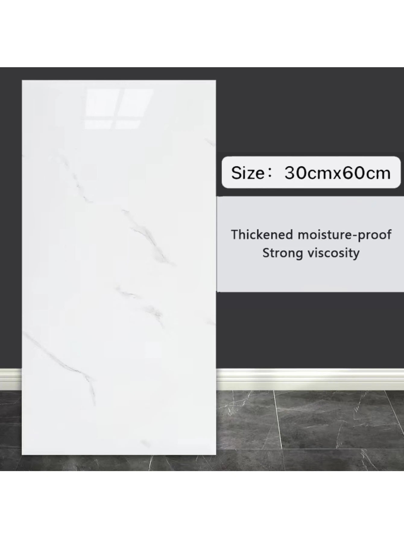 10Pcs Self-adhesive Marble Tiles Sticker Waterproof 30cmx60cm Tiles Floor Stickers PVC Tile Kitchen Bathroom Wall Sticker