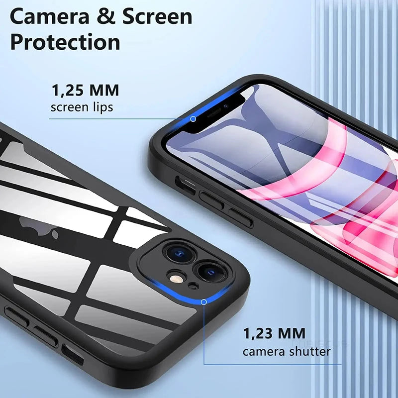 Custodia da 360 gradi per iPhone 15 14 13 12 11 Pro Max 14 Plus XS MAX XR Cover trasparente Protezione per schermo integrata robusta per tutto il corpo