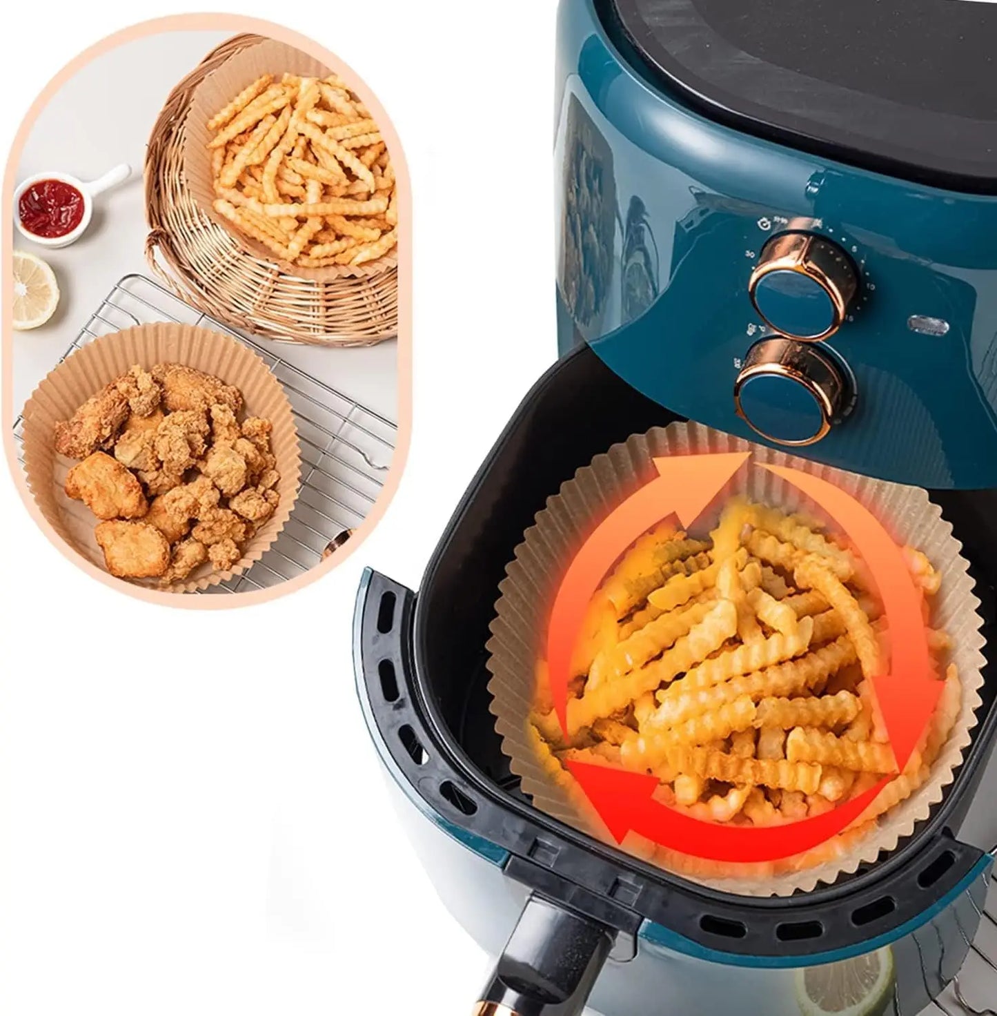 100 pz Friggitrice Ad Aria Fodere di Carta Usa E Getta Friggitrice Fodere Carta Pergamena A Prova di Olio A Prova di Acqua Food Grade Teglie Airfryer