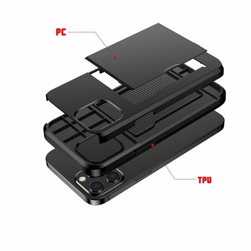 Custodia Hybrid Amzer con Porta Carte e Clip da Cintura per iPhone 12 – Protezione Rugged 3-in-1