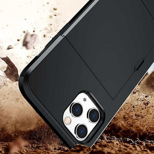 Custodia Hybrid Amzer con Porta Carte e Clip da Cintura per iPhone 12 – Protezione Rugged 3-in-1