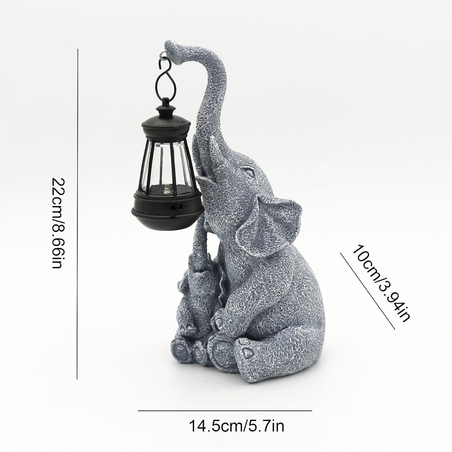 Statua Elefante con Luce Solare – Decorazione in Resina per Giardino e Portico