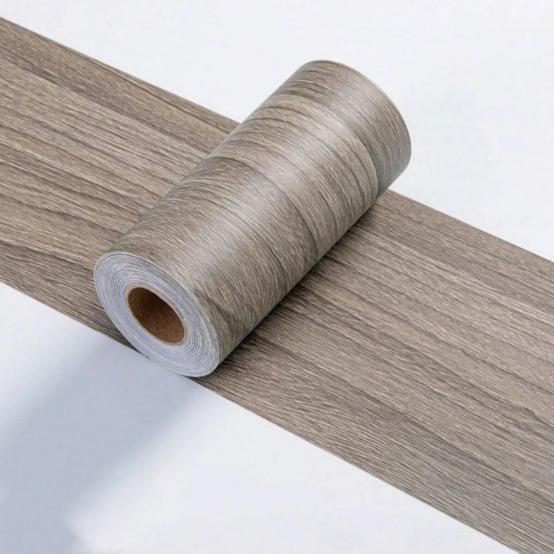 1PC 5mx10cm Adesivo da parete con linea di battiscopa in venature del legno addensato, decorazione autoadesiva per l'angolo della parete della camera da letto del soggiorno