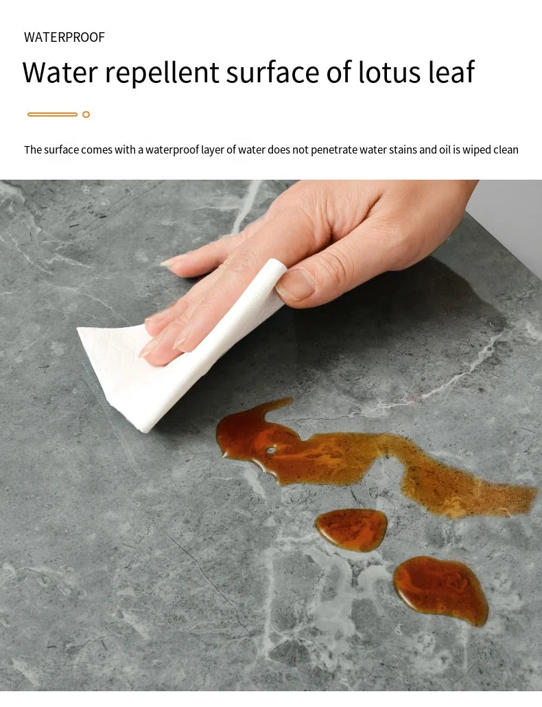 10Pcs Self-adhesive Marble Tiles Sticker Waterproof 30cmx60cm Tiles Floor Stickers PVC Tile  Kitchen Bathroom Wall Sticker