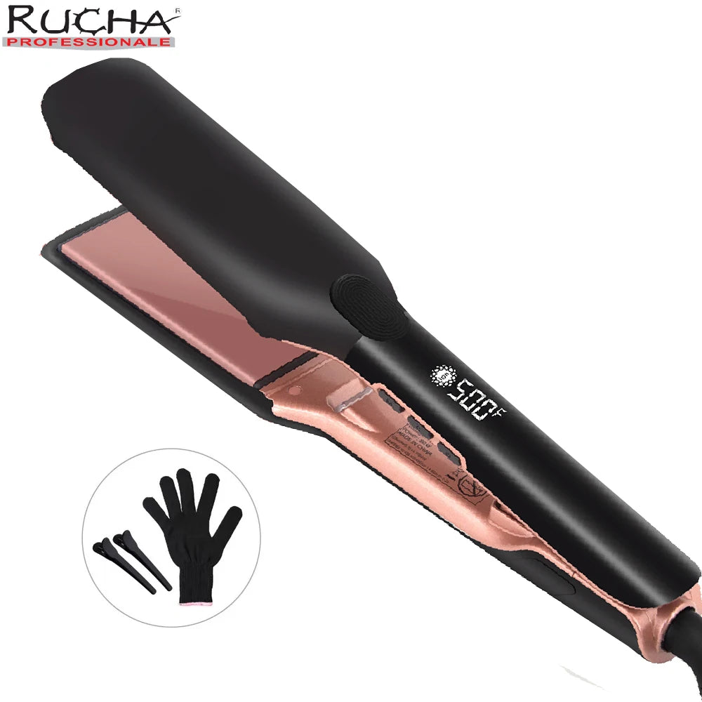 Piastra Capelli Professionale 500°F 260°C Piastre Larghe Ioni Plasma Anticrespo Trattamento Cheratina