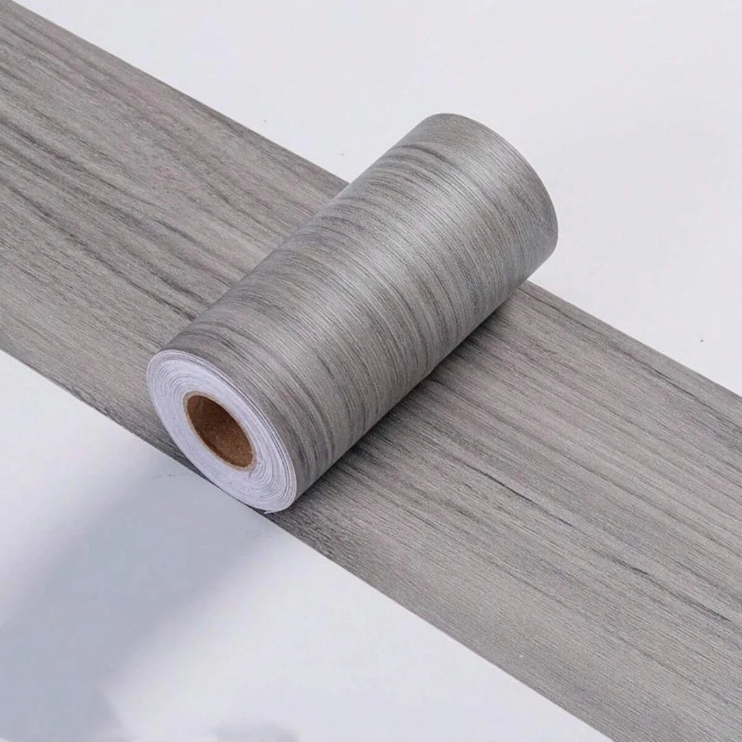 1PC 5mx10cm Adesivo da parete con linea di battiscopa in venature del legno addensato, decorazione autoadesiva per l'angolo della parete della camera da letto del soggiorno