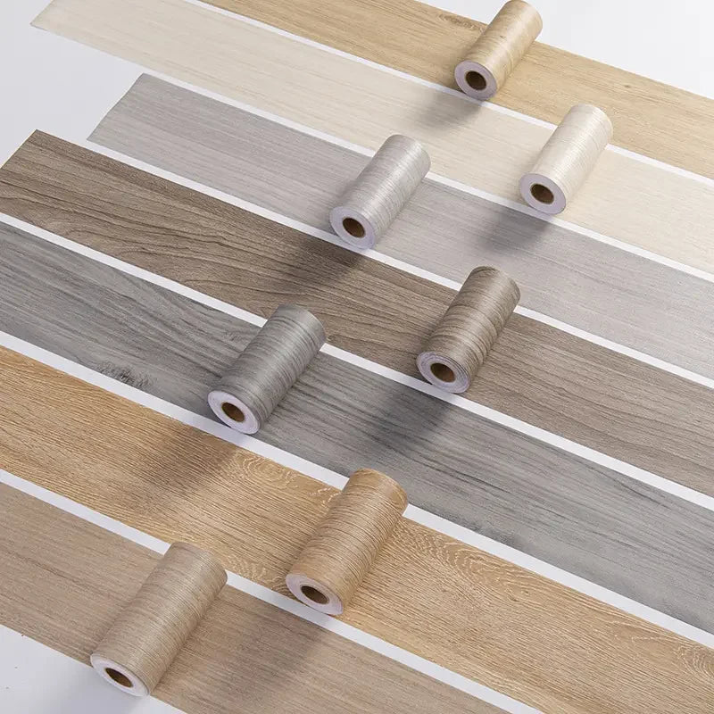1PC 5mx10cm Adesivo da parete con linea di battiscopa in venature del legno addensato, decorazione autoadesiva per l'angolo della parete della camera da letto del soggiorno