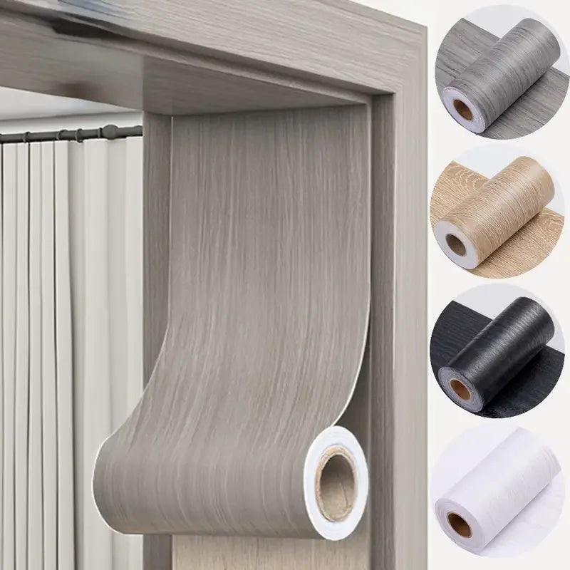 1PC 5mx10cm Adesivo da parete con linea di battiscopa in venature del legno addensato, decorazione autoadesiva per l'angolo della parete della camera da letto del soggiorno