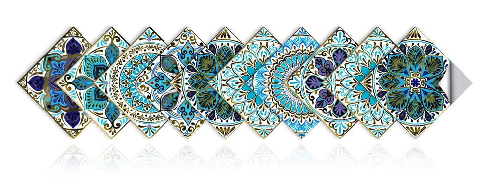 10pcs Retro Pattern Matte Surface Tiles Sticker Transfers Covers for Kitchen Bathroom Tables Floor Hard-wearing Art Wall Decals