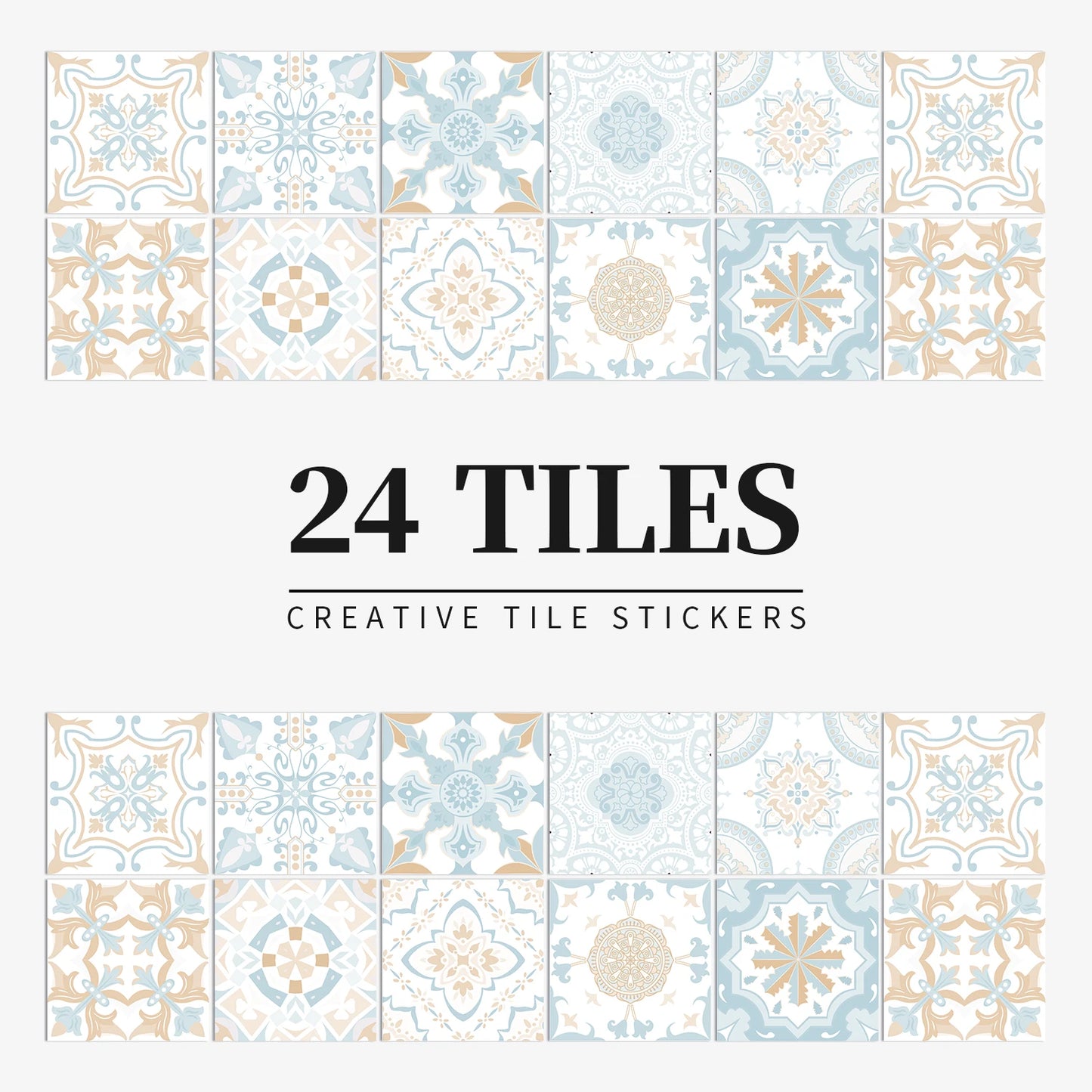 24pcs/set Light Color Tiles Sticker Wall Stickers Kitchen Bathroom Home Renovation Wallpaper Waterproof Self-adhesive Wall Decal