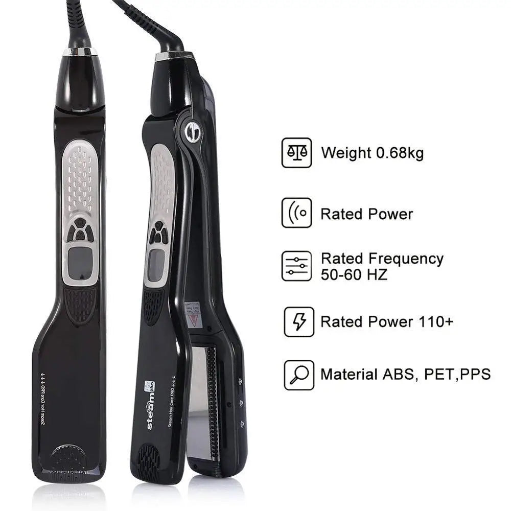 Bigodini per le donne piastra per capelli Steam Titanium Ceramic Flat Iron pettine elettrico professionale Hair Curling Iron Styler