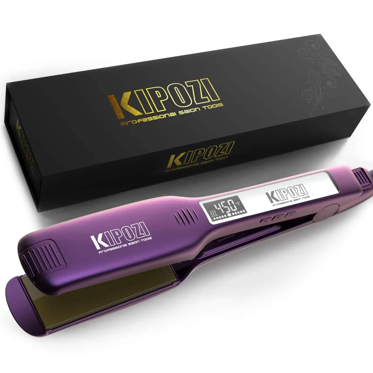 KIPOZI Piastra Capelli Professionale Titanio 230°C Display LCD Digitale Riscaldamento Veloce