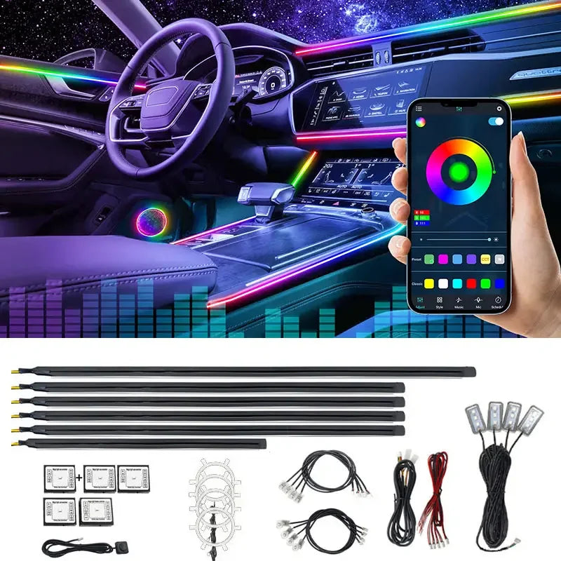 Kit Luci Ambientali Auto RGB LED - Striscia in Acrilico RGB Car Ambient Light
