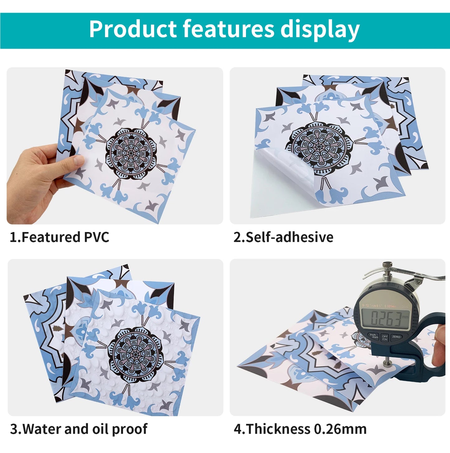 24pcs/set Light Color Tiles Sticker Wall Stickers Kitchen Bathroom Home Renovation Wallpaper Waterproof Self-adhesive Wall Decal