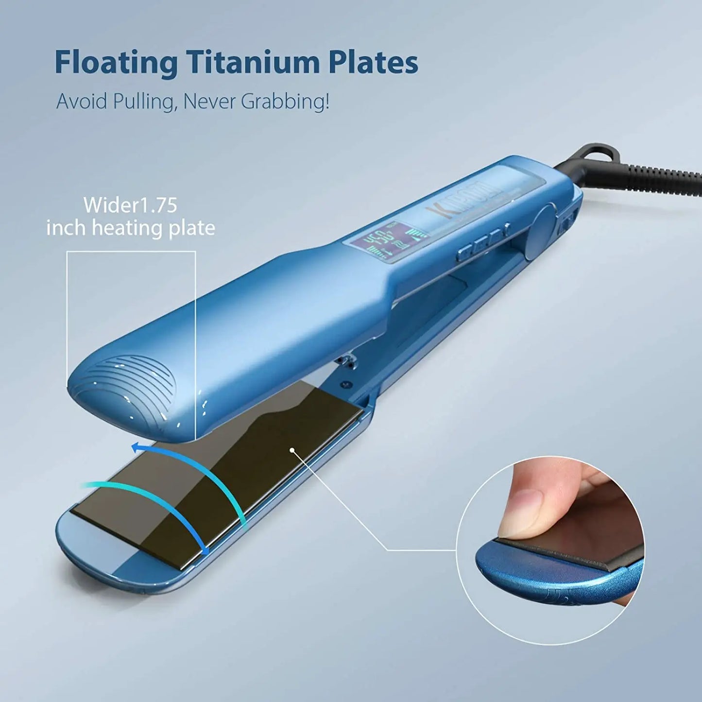 KIPOZI Piastra Capelli Professionale Titanio 230°C Display LCD Digitale Riscaldamento Veloce