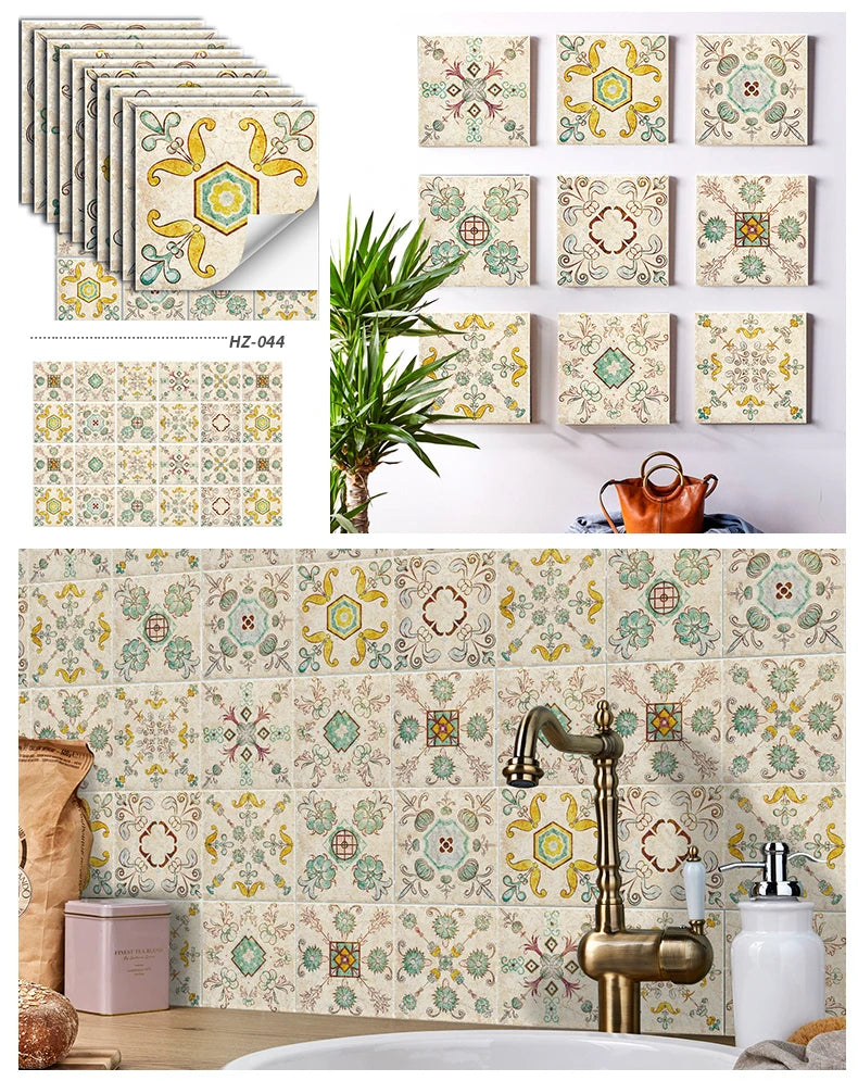 24pcs/set Light Color Tiles Sticker Wall Stickers Kitchen Bathroom Home Renovation Wallpaper Waterproof Self-adhesive Wall Decal