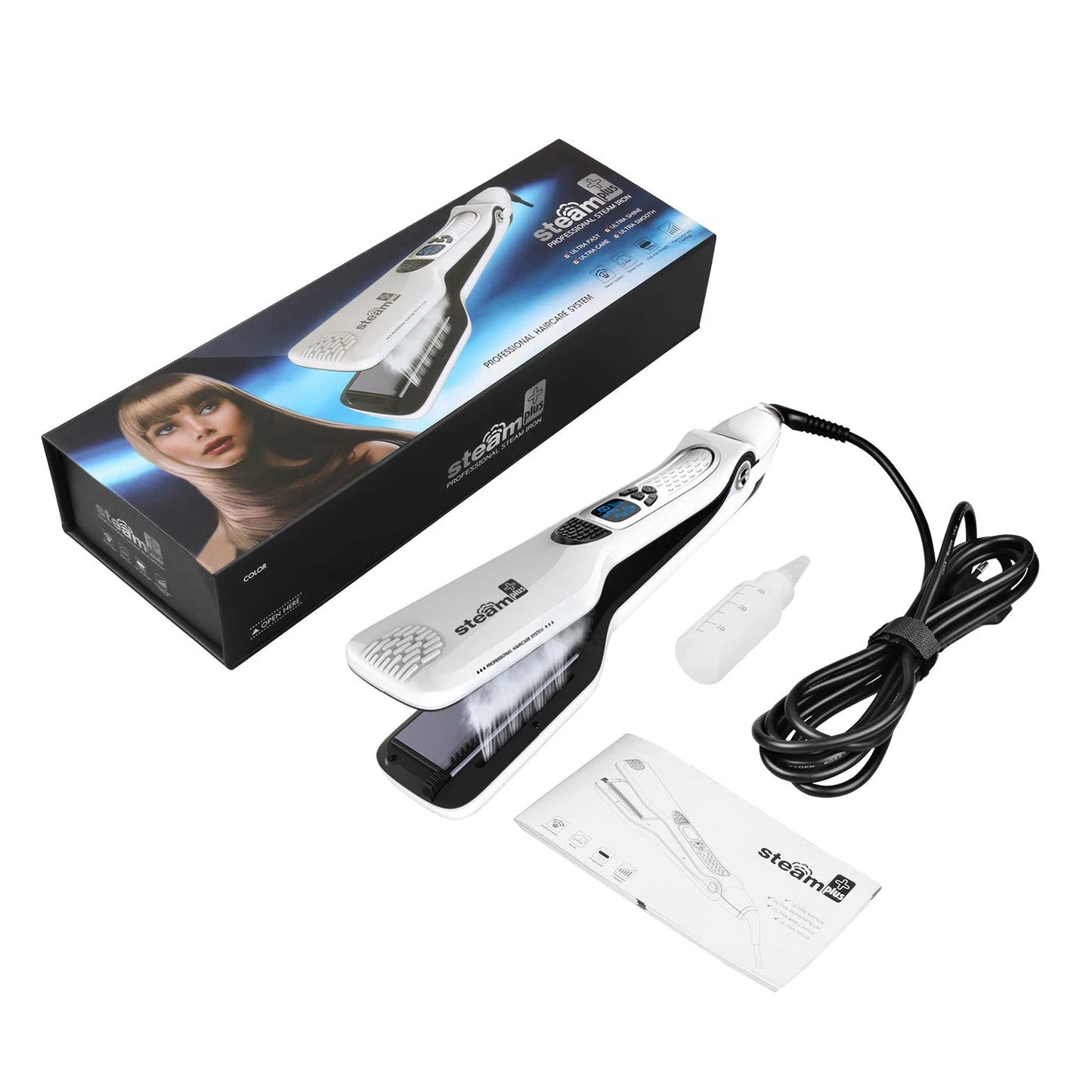 Bigodini per le donne piastra per capelli Steam Titanium Ceramic Flat Iron pettine elettrico professionale Hair Curling Iron Styler