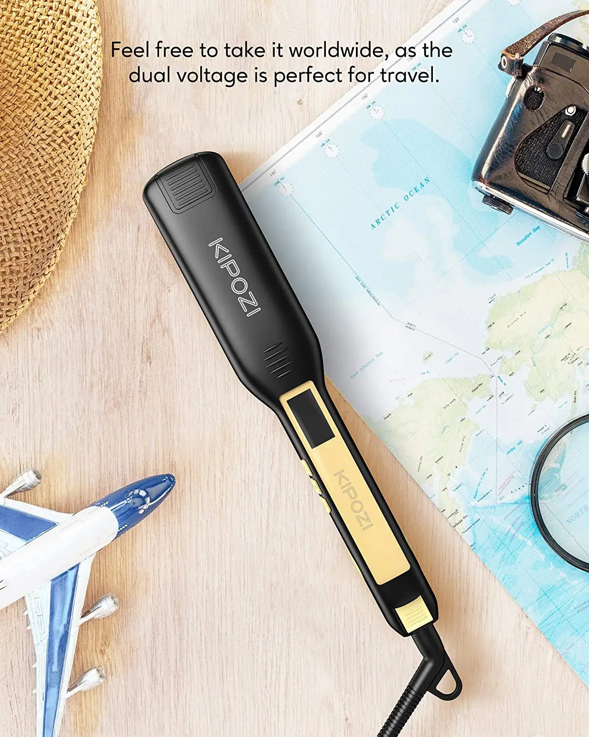 KIPOZI Piastra Capelli Professionale Titanio 230°C Display LCD Digitale Riscaldamento Veloce