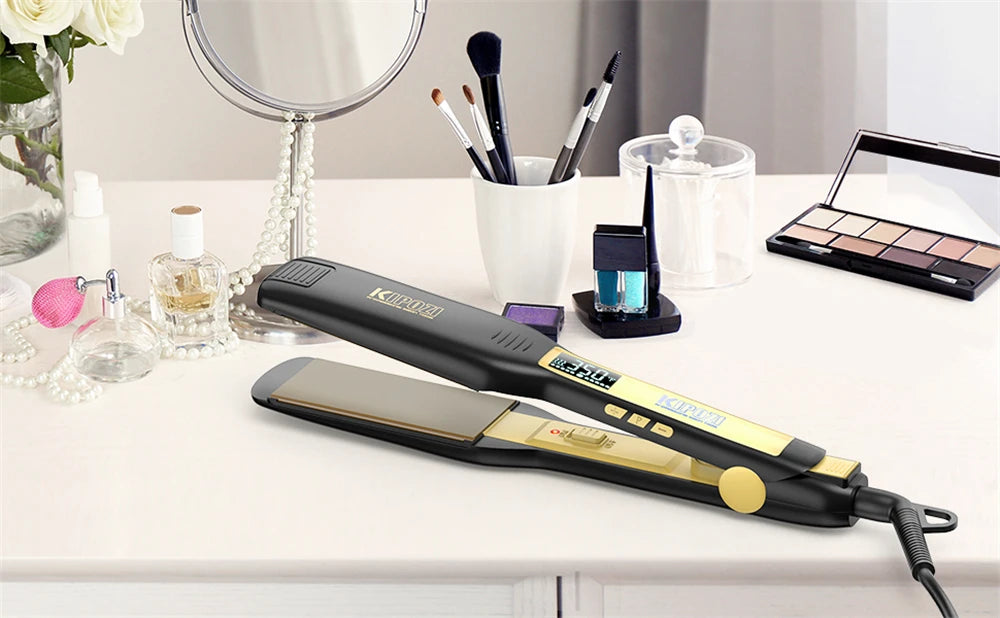 KIPOZI Piastra Capelli Professionale Titanio 230°C Display LCD Digitale Riscaldamento Veloce