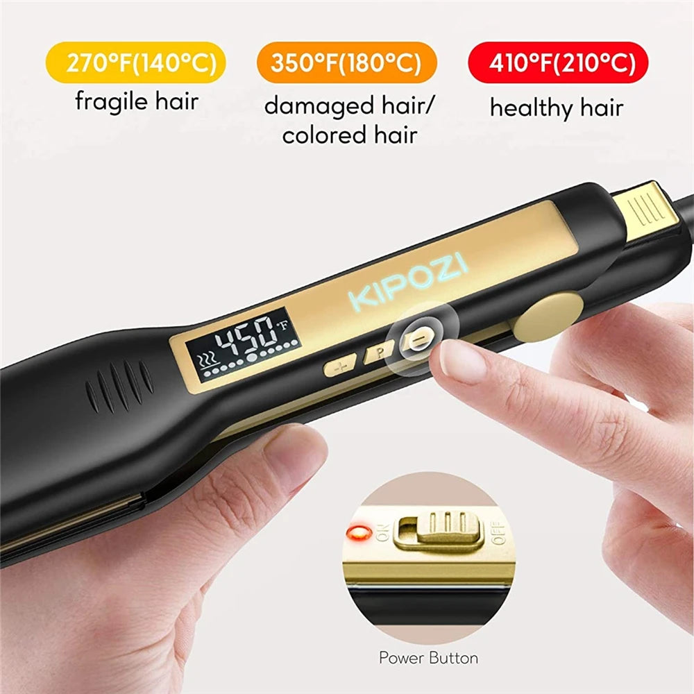 KIPOZI Piastra Capelli Professionale Titanio 230°C Display LCD Digitale Riscaldamento Veloce