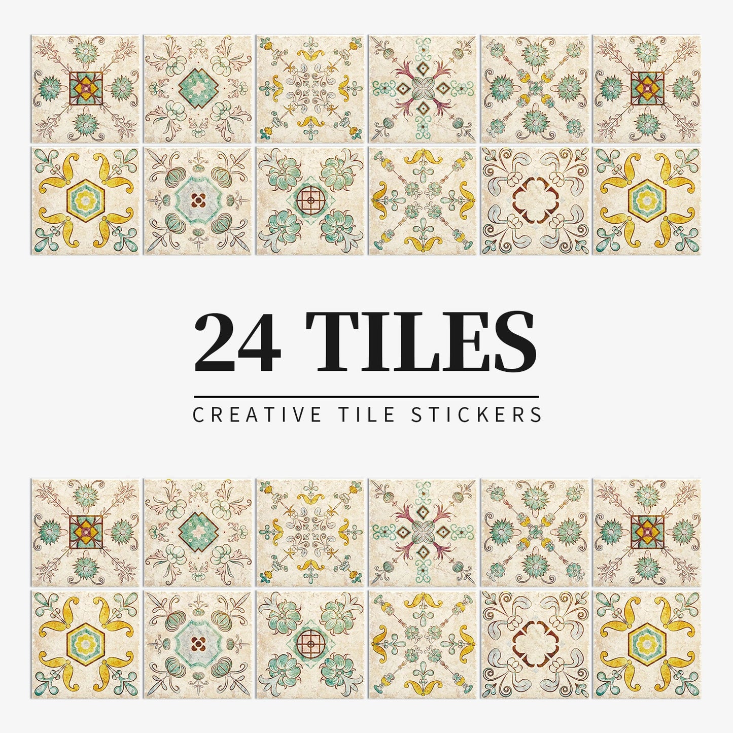 24pcs/set Light Color Tiles Sticker Wall Stickers Kitchen Bathroom Home Renovation Wallpaper Waterproof Self-adhesive Wall Decal