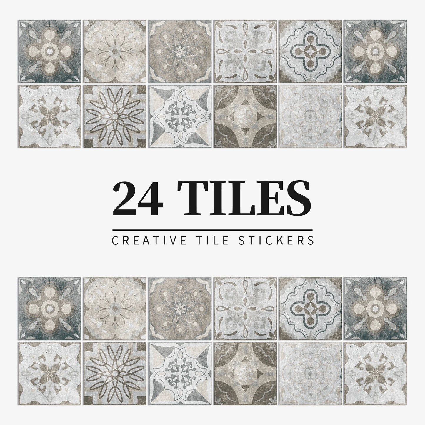 24pcs/set Light Color Tiles Sticker Wall Stickers Kitchen Bathroom Home Renovation Wallpaper Waterproof Self-adhesive Wall Decal