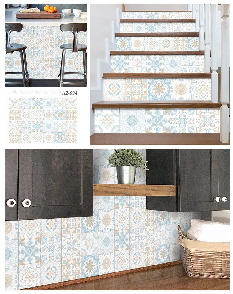 24pcs/set Light Color Tiles Sticker Wall Stickers Kitchen Bathroom Home Renovation Wallpaper Waterproof Self-adhesive Wall Decal