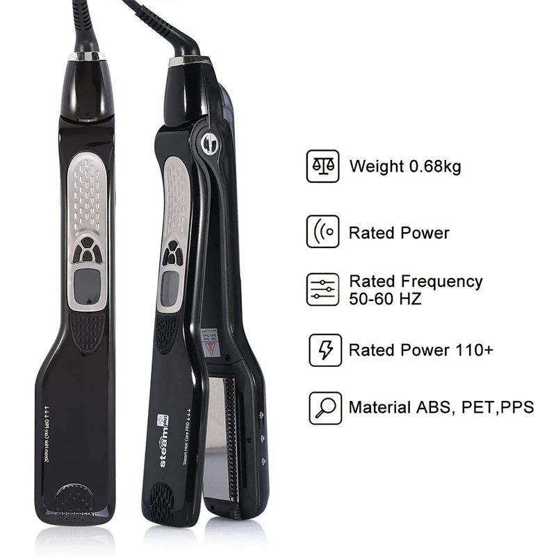 Bigodini per le donne piastra per capelli Steam Titanium Ceramic Flat Iron pettine elettrico professionale Hair Curling Iron Styler