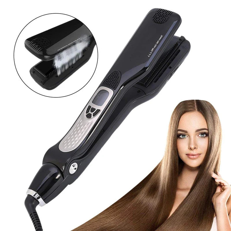 Bigodini per le donne piastra per capelli Steam Titanium Ceramic Flat Iron pettine elettrico professionale Hair Curling Iron Styler