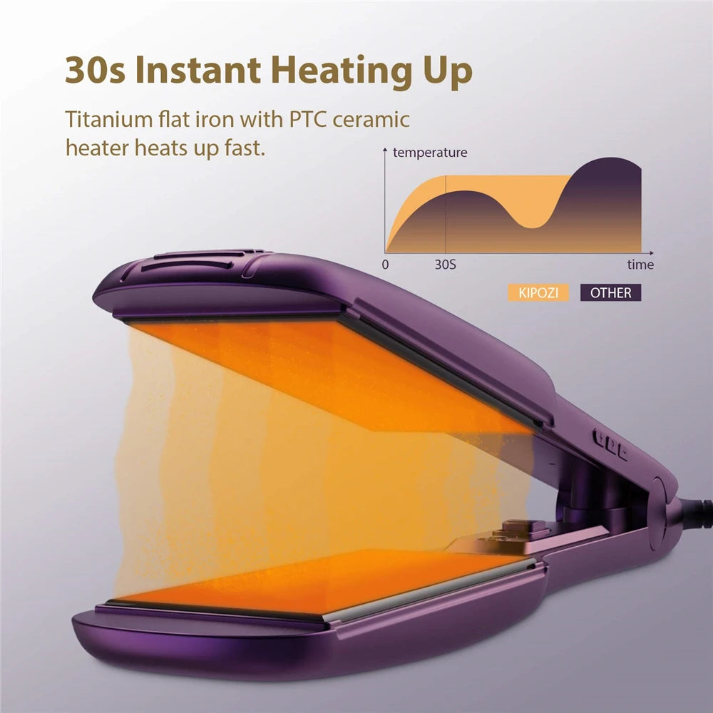KIPOZI Piastra Capelli Professionale Titanio 230°C Display LCD Digitale Riscaldamento Veloce