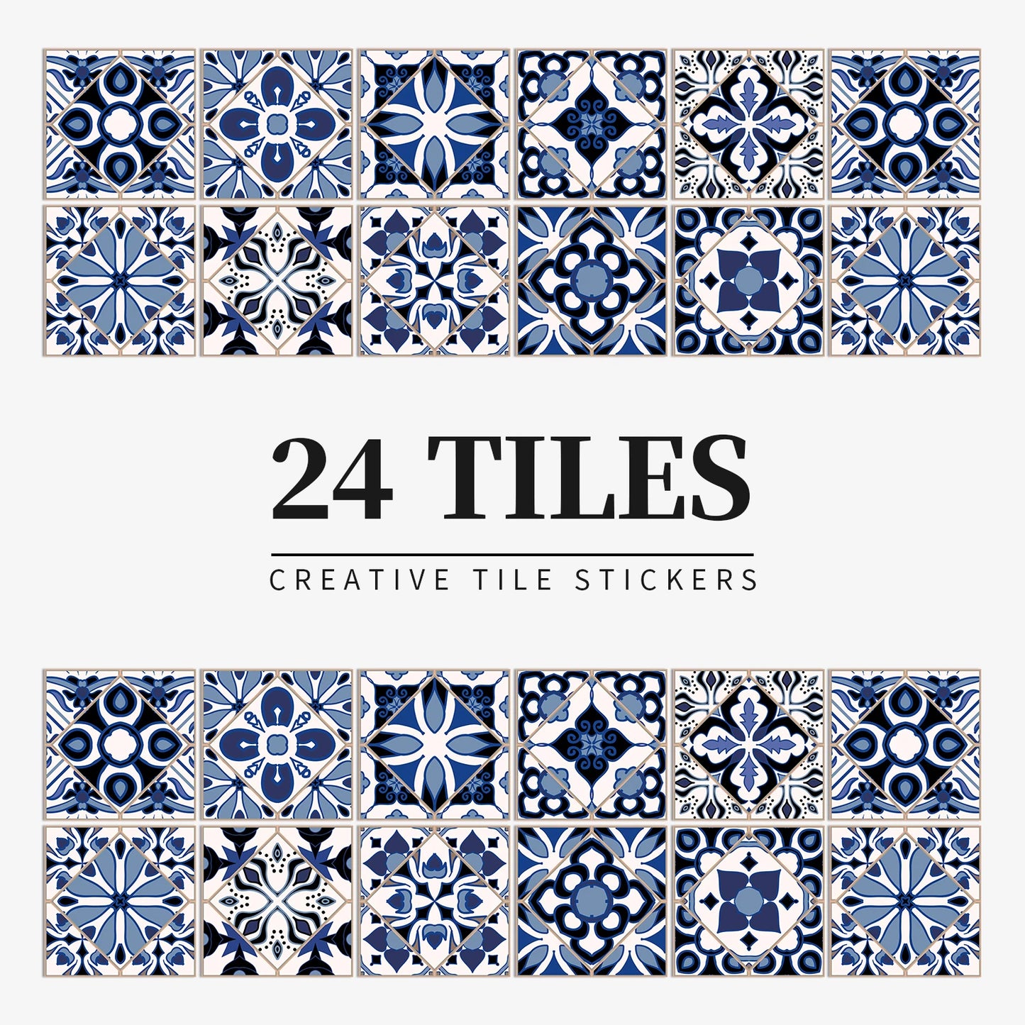 24pcs/set Light Color Tiles Sticker Wall Stickers Kitchen Bathroom Home Renovation Wallpaper Waterproof Self-adhesive Wall Decal