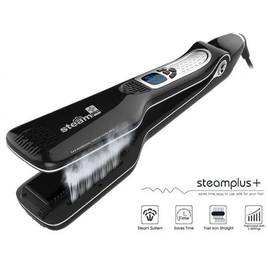 Bigodini per le donne piastra per capelli Steam Titanium Ceramic Flat Iron pettine elettrico professionale Hair Curling Iron Styler
