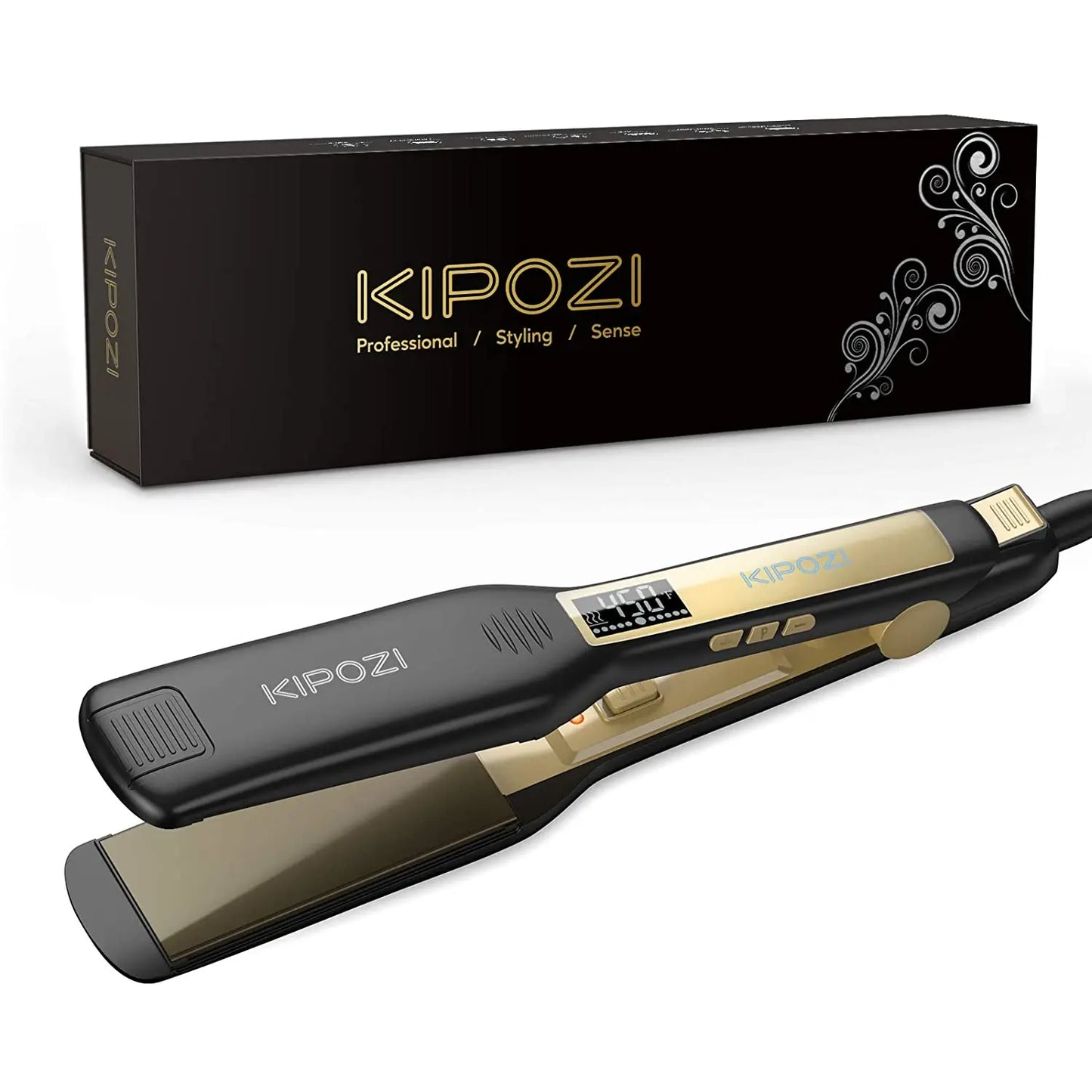 KIPOZI Piastra Capelli Professionale Titanio 230°C Display LCD Digitale Riscaldamento Veloce