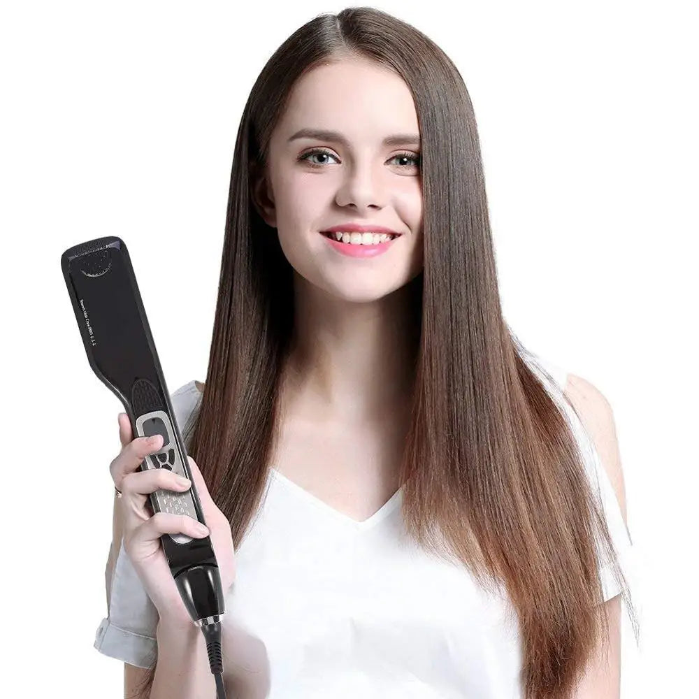 Bigodini per le donne piastra per capelli Steam Titanium Ceramic Flat Iron pettine elettrico professionale Hair Curling Iron Styler