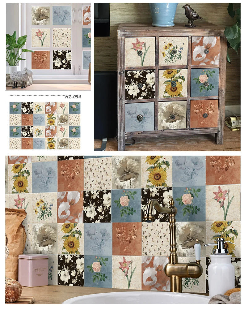 24pcs/set Light Color Tiles Sticker Wall Stickers Kitchen Bathroom Home Renovation Wallpaper Waterproof Self-adhesive Wall Decal