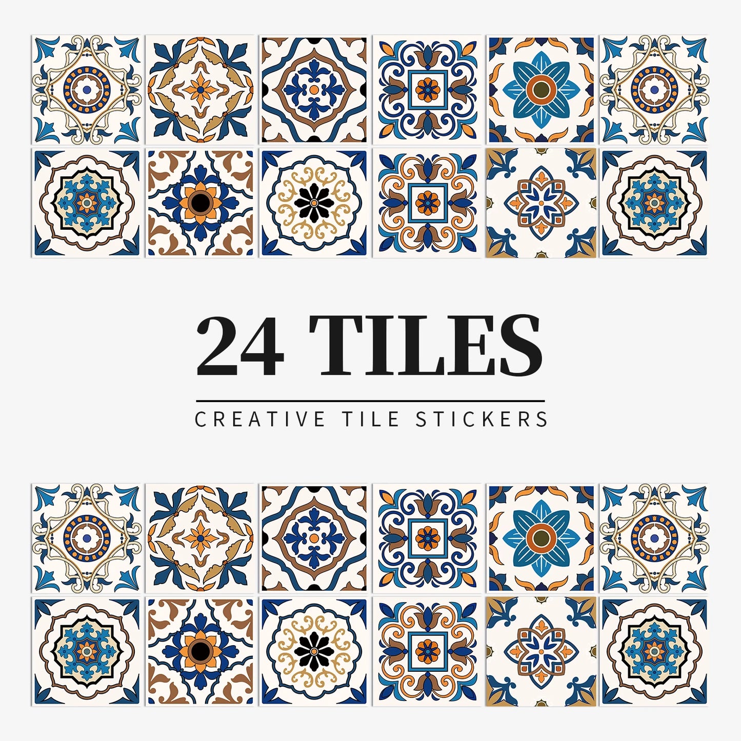 24pcs/set Light Color Tiles Sticker Wall Stickers Kitchen Bathroom Home Renovation Wallpaper Waterproof Self-adhesive Wall Decal