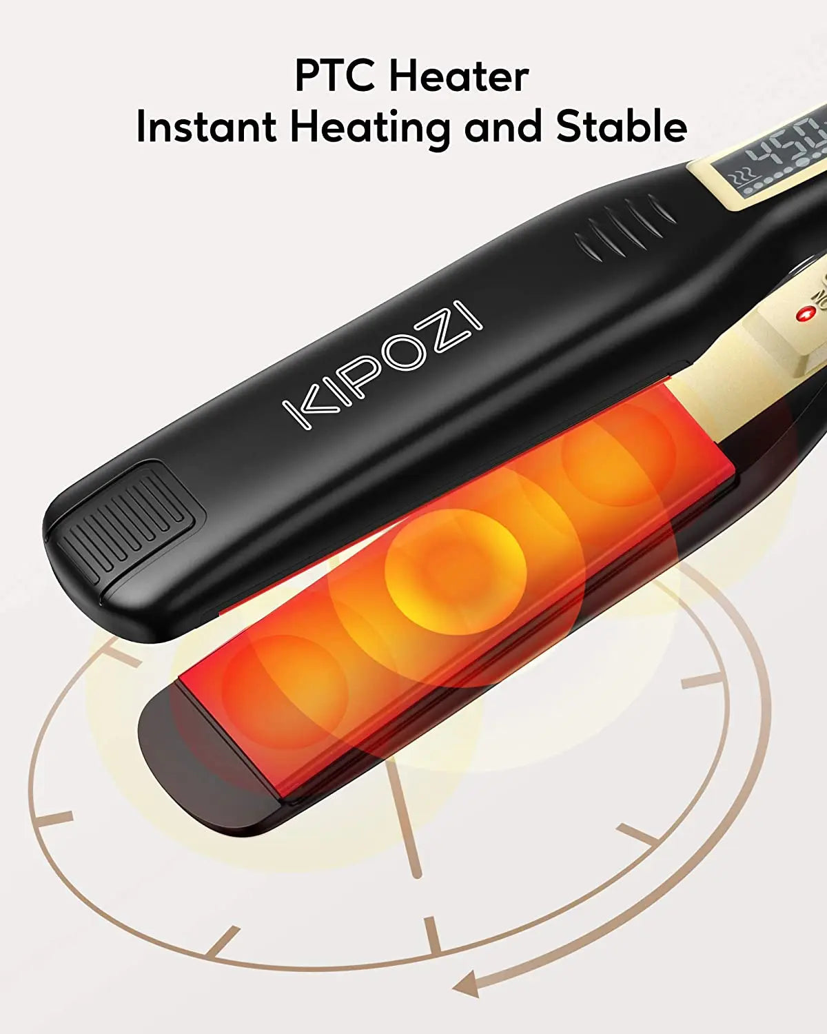 KIPOZI Piastra Capelli Professionale Titanio 230°C Display LCD Digitale Riscaldamento Veloce