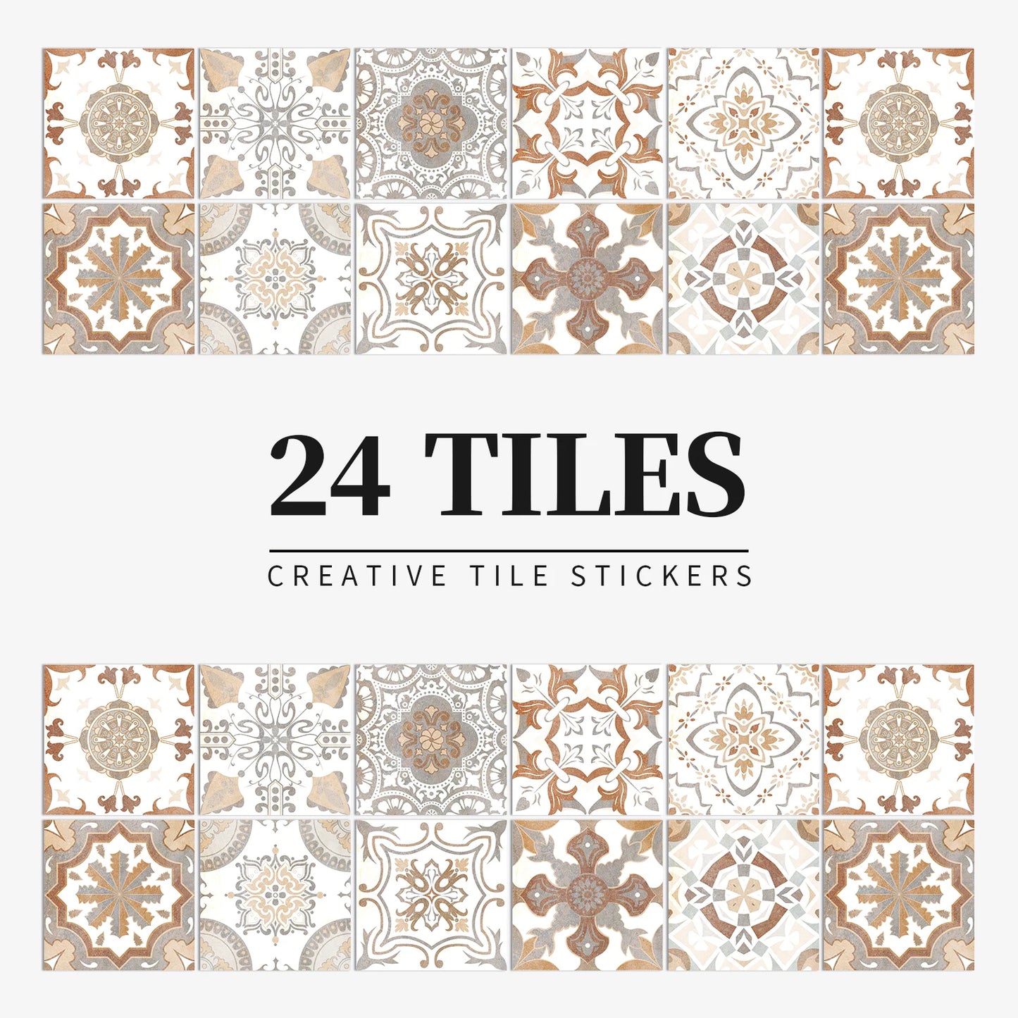 24pcs/set Light Color Tiles Sticker Wall Stickers Kitchen Bathroom Home Renovation Wallpaper Waterproof Self-adhesive Wall Decal