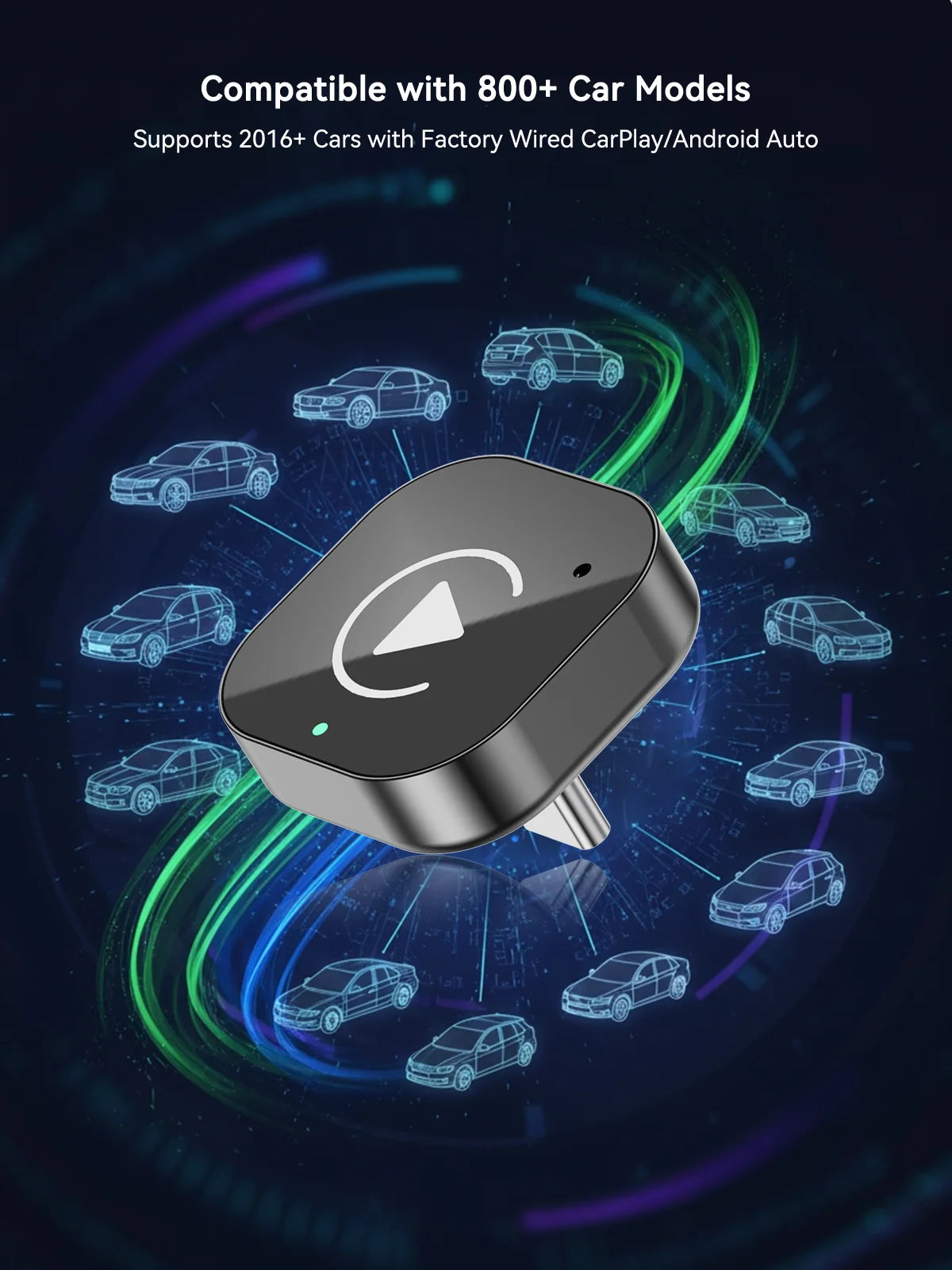 Adattatore Wireless CarPlay e Android Auto (Type-C) – Convertitore USB-C Plug & Play per Auto