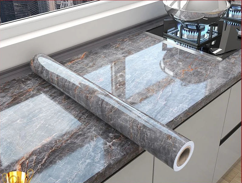Thick Oil Proof Wall Stickers Waterproof Foil Wallpaper Marble Self Adhesive Removable Contact Paper for Bathroom Decor Kitchen