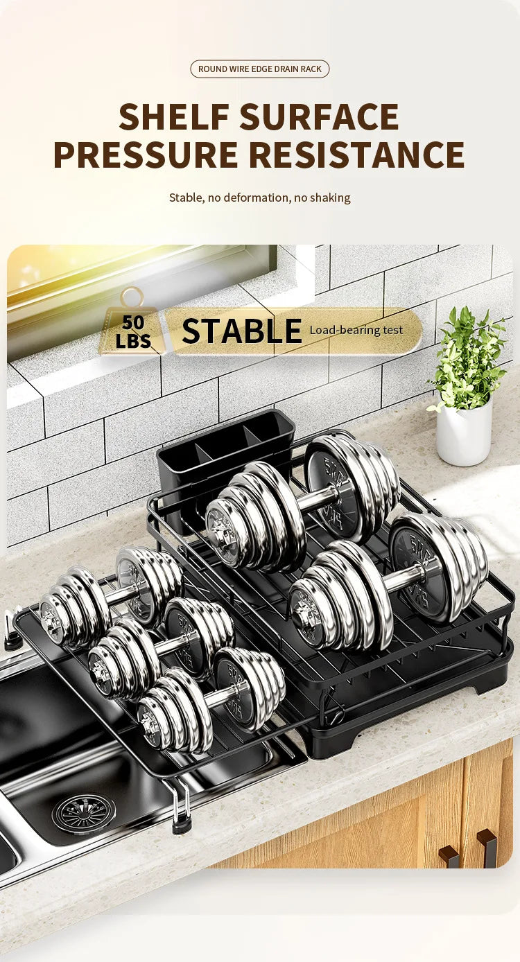 Stendino per piatti - Stendino per piatti allungabile, grande scolapiatti per lavello per bancone della cucina, colino per piatti in acciaio inossidabile