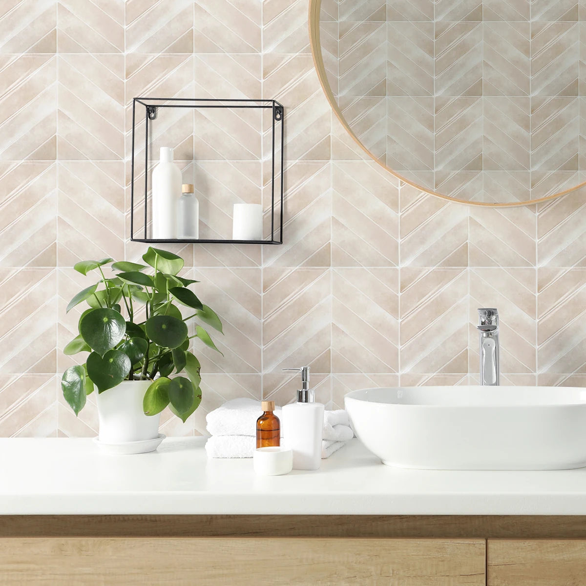 Piastrelle adesive effetto marmo beige per pareti, bagno e cucina