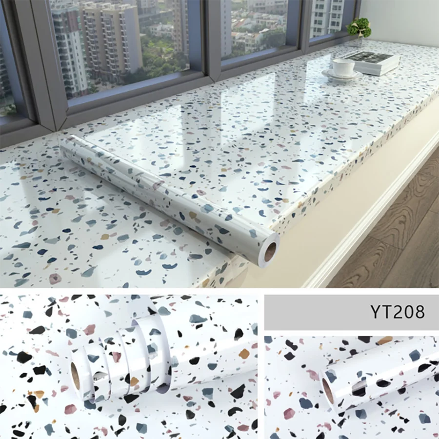 Thick Oil Proof Wall Stickers Waterproof Foil Wallpaper Marble Self Adhesive Removable Contact Paper for Bathroom Decor Kitchen
