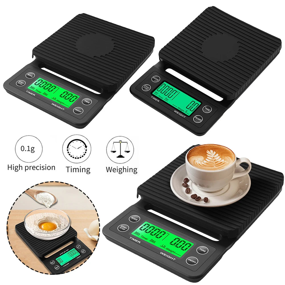 Bilancia da caffè da cucina LCD da 5/3 kg con display digitale temporizzato, timer, strumento per il peso del caffè, bilancia LCD di precisione di misurazione ad alta precisione