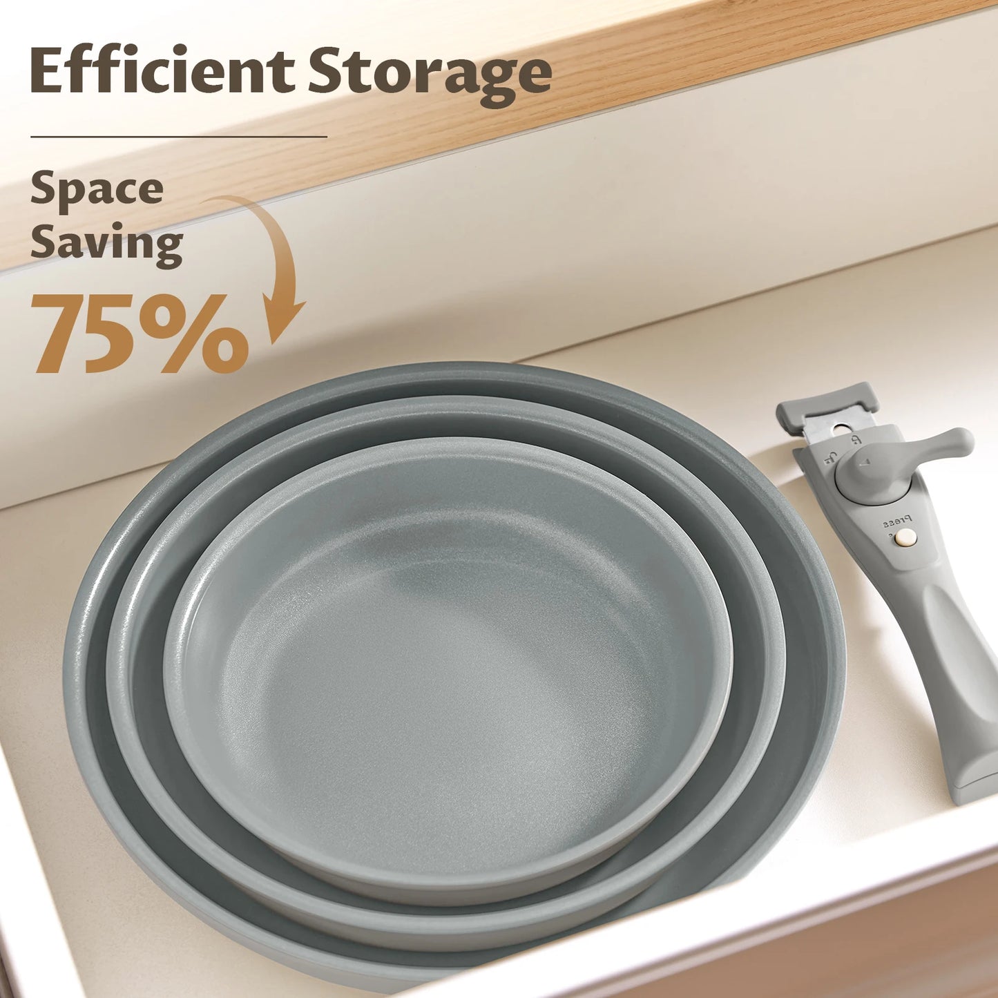 Set Padella Antiaderente Manico Rimovibile 20 cm 24 cm 28 cm, Padelle Induzione Antiaderente, Rivestimento Ceramico Antiaderente, Piccolo Lar