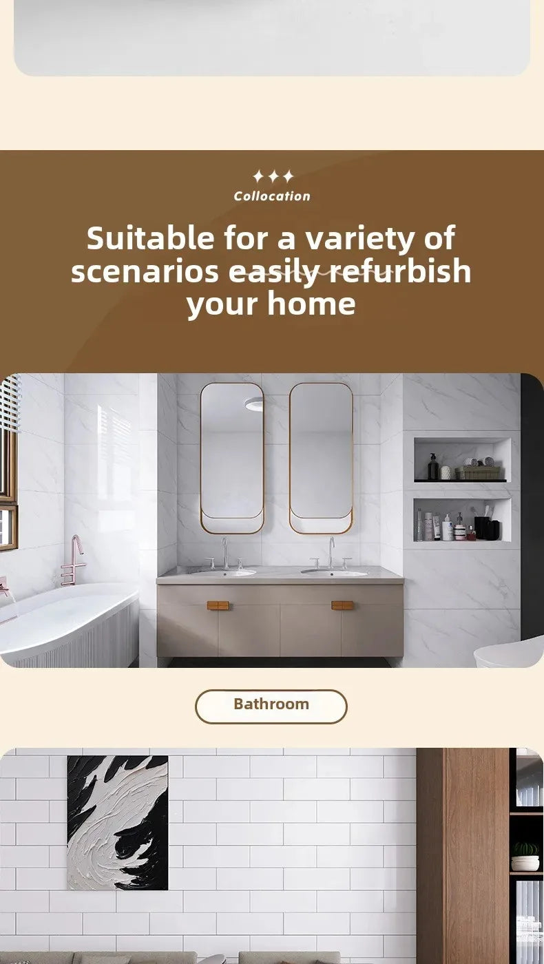 10-50Pcs PVC Marble Wall Stickers Self-Adhesive Thickened Tile Sticker Bathroom Waterproof Floor Sticker Kitchen Home Decoration