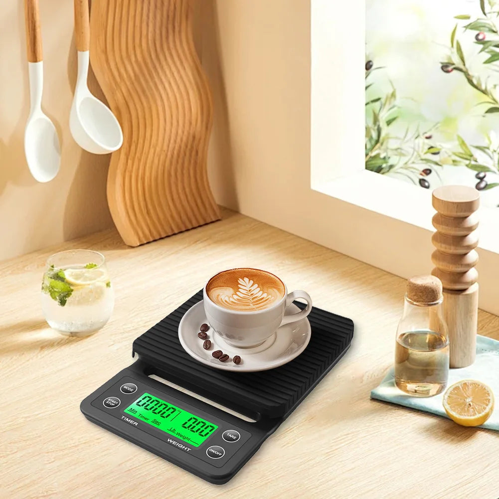 Bilancia da caffè da cucina LCD da 5/3 kg con display digitale temporizzato, timer, strumento per il peso del caffè, bilancia LCD di precisione di misurazione ad alta precisione